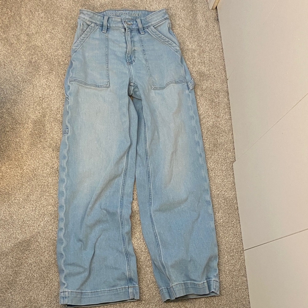 American Eagle Light Blue Wide Leg Jeans